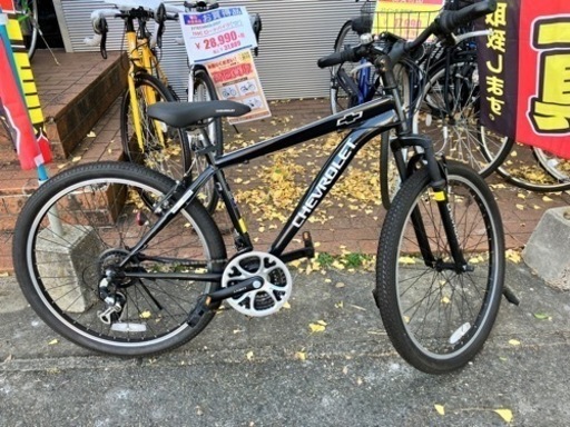 3/8値下げしました!! CHEVROLET マウンテンバイク MTB シボレー ギア付き ブラック 黒系 No.1218 スポーツタ