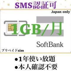 SoftBank  プリペイドSIM データ通信　1GB/受信可...