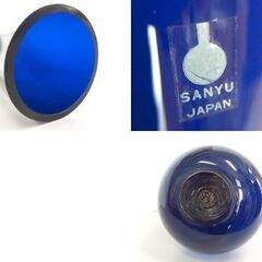 大型 フラワーベース SANYU JAPAN ブルー 花瓶 ガラス 大きめ ☆ 札幌市 北区 屯田 の画像