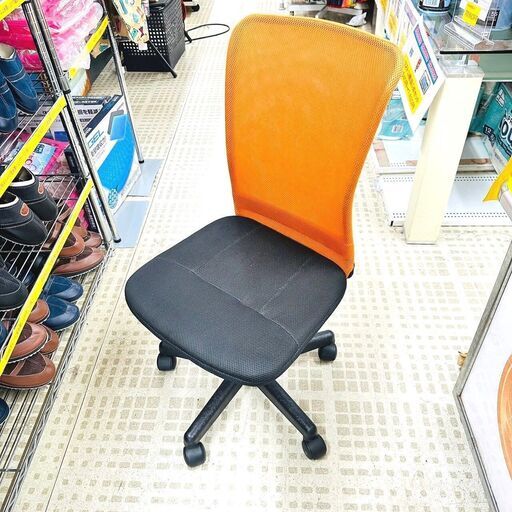 【1脚1980円】ワークチェア オレンジ×ブラック 椅子 キャスター 昇降 事務用品