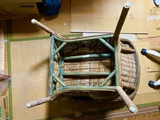 ラタン調　イケア　IKEA 藤製イス　千葉県　手渡し　籐 椅子　アンティーク インテリア レトロ リビング　ダイニング　ウッドデッキに