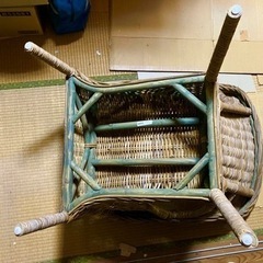 ラタン調　イケア　IKEA 藤製イス　千葉県　手渡し　籐 椅子　アンティーク インテリア レトロ リビング　ダイニング　ウッドデッキにもの画像