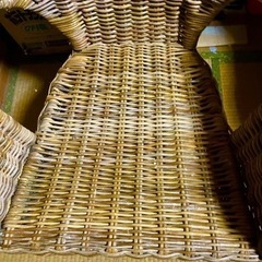 ラタン調　イケア　IKEA 藤製イス　千葉県　手渡し　籐 椅子　アンティーク インテリア レトロ リビング　ダイニング　ウッドデッキにもの画像