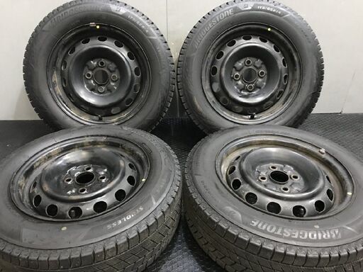 【BS BLIZZAK VRX3 175/65R14】スタッドレス【スチールホイール 14インチ 6J4HPCD100】ハブ径54mm 21年製 バリ溝　(VTI812)