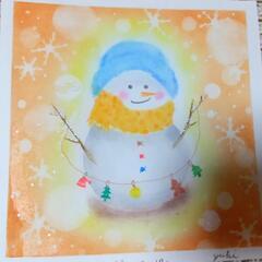 パステルアートで雪だるま⛄️