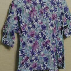 porpre elegance 花柄アイレットレース ノーカラーブラウス S~M 日本製【ネット決済・配送可能】の画像