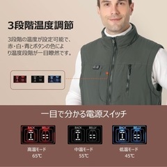 電熱ベスト 加熱ベスト前後11箇所発熱 急速発熱 2WAY給電 USB給電の画像