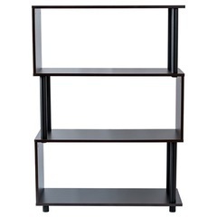 【新品／未組立品】S字オープンラック 4段 ブラウン×黒 幅80cm おしゃれ シェルフの画像