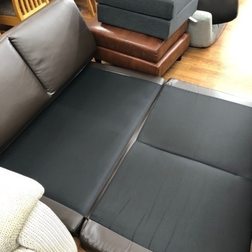 コスパクリエーション】合皮 ブラウンカラーのソファーベッドお売りし