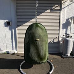 12/24 終 KAZAMA カザマ ハンギングチェア ラタン グリーン 椅子