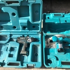 マキタ2セットmakita 丸ノコ、インパクトレンチ箱付きバッテ...
