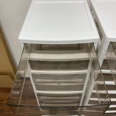 チェスト クリアケース プラスチックケース 10段 白 透明 2個セットの画像