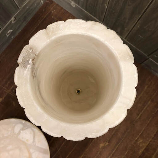 ss5769　大理石　花台　洋風　天然石　鉢台　置台　花瓶　彫刻　美術　ホワイト　白　高級感　重量感　ローマ　柱　神殿