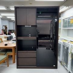【美品‼️】定価39万♪ モリタインテリア 140cm幅ダイニングボード 食器棚 キッチン収納家具 木目調ダークブラウン♪