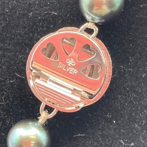 s1116503 ジュエリーマキ パールネックレス 留め具ワンタッチシルバー製品 貝 黒真珠 アンティーク アクセサリー 宝石 冠婚葬