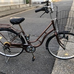 26インチ　自転車　ママチャリ　ブラウン
