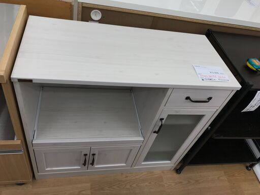 ★ジモティ割あり★ 佐藤産業 レンジ台 木目調白 H82×W88×D42 クリーニング済み KJ3597