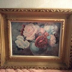 ロココ調　油絵　&ミニクッションの画像