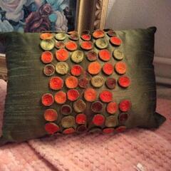 ロココ調　油絵　&ミニクッションの画像