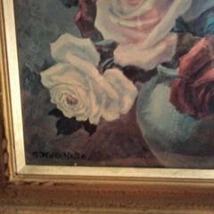 ロココ調　油絵　&ミニクッションの画像