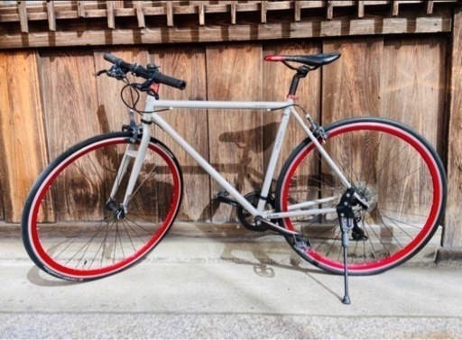 ロードバイク　クロスバイク　自転車(赤)