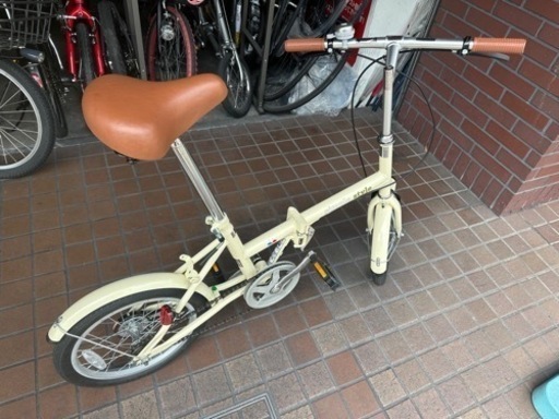 ★美品★16インチ　シングルスピード折り畳み自転車　アイボリー