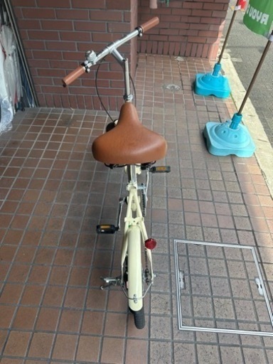 ★美品★16インチ　シングルスピード折り畳み自転車　アイボリー