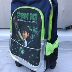 中古　キッズ用キャリーバック兼リュック　ネイビー&ライムグリーン