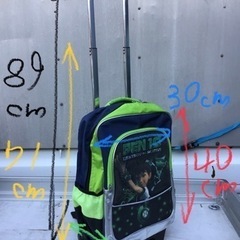 中古　キッズ用キャリーバック兼リュック　ネイビー&ライムグリーンの画像
