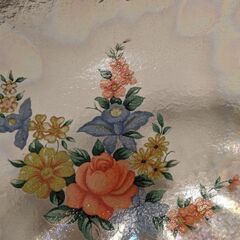 花柄透明ガラス皿の画像