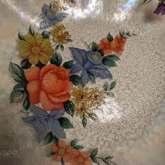 花柄透明ガラス皿の画像