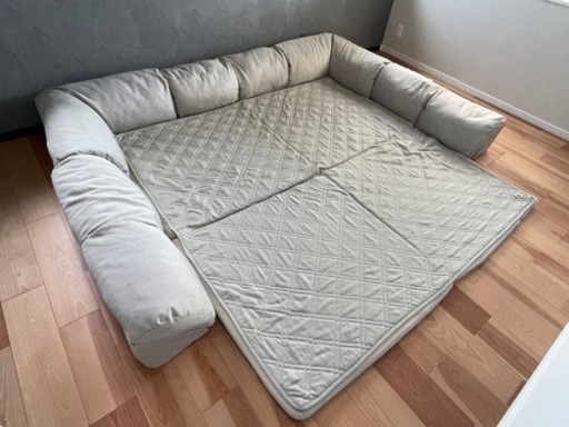 ラグが洗えるダブルコーナークッションセット(ローソファー)