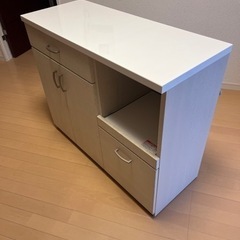 【取引終了しました】ニトリ　コパン100 キッチンカウンター キッチン収納　食器棚　カップボード　レンジボード　棚　キッチンラック　作業台　スライドレールの画像
