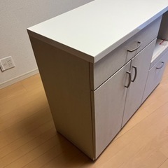 【取引終了しました】ニトリ　コパン100 キッチンカウンター キッチン収納　食器棚　カップボード　レンジボード　棚　キッチンラック　作業台　スライドレールの画像