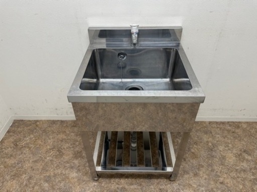 ステンレス　業務用　１槽シンク流し台　蛇口付き　厨房　飲食店　W６００ｘD６００ｘH８００ｍｍ
