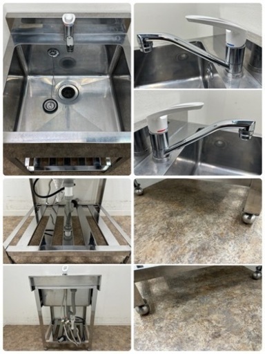 ステンレス　業務用　１槽シンク流し台　蛇口付き　厨房　飲食店　W６００ｘD６００ｘH８００ｍｍ