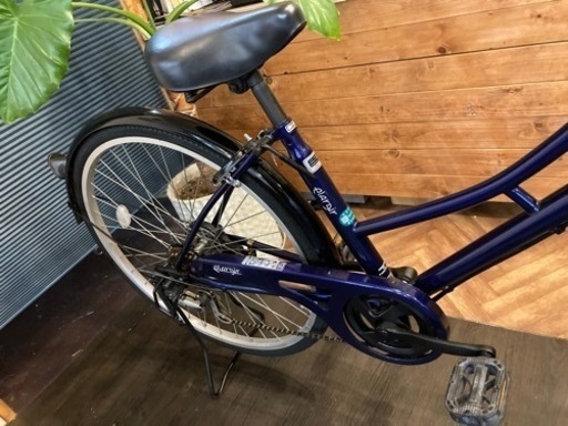 【チェーン新品！】LEDオートライト　6段変速　26インチ自転車　ダークパープル