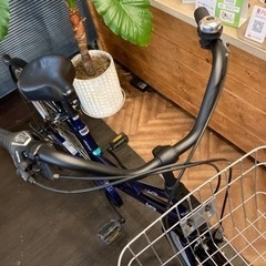 チェーン新品！】LEDオートライト 6段変速 26インチ自転車 ダークパープル