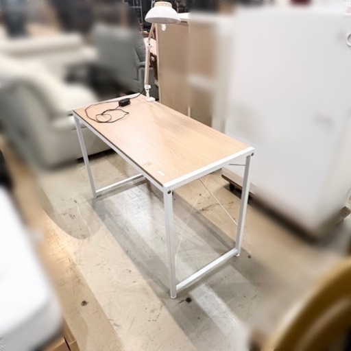 パソコンデスク ワークデスク テーブル ライト付き 110×50×74cm
