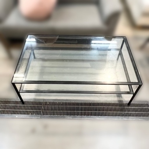 ガラステーブル ローテーブル センターテーブル 机 シンプル 100×60×35cm