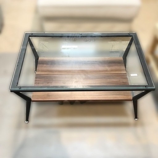 ガラステーブル ローテーブル センターテーブル 机 オシャレ 80×52×39cm