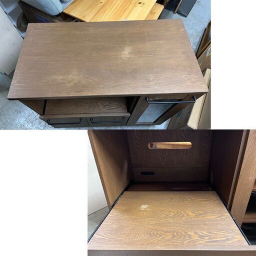 クレモ キッチンキャビネット 幅89cm 高さ90cm キッチンボード ブラウン ミドルレンジボード ☆ 札幌市白石区 白石店 