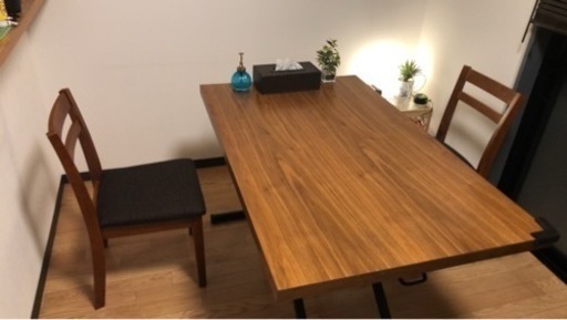 ニトリ　昇降ダイニングテーブル　ミドルブラウン