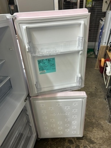 万代店　美品　Haier JR-NF148B ホワイト×ピンク 100Ｌクラス ハイアール 