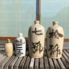 通い徳利　酒入れ陶器　骨董昭和レトロ4つセットの画像