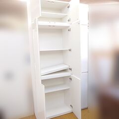 ☆壁面収納☆ キャビネット ハイキャビネット 収納 家具 白 ホワイト ※札幌市内限定の画像