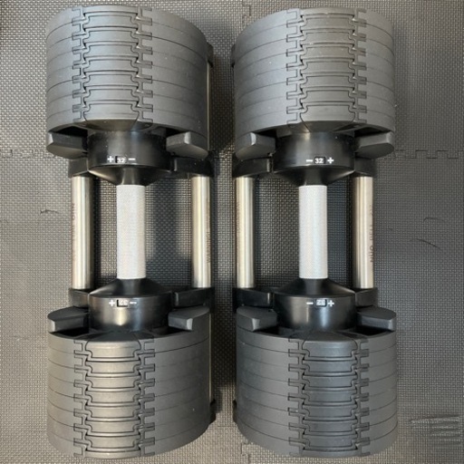 可変式ダンベル ＊ NUO フレックスベル ＊ 32kg 2kg刻み 2個・アジャスタブルベンチ・トレーニングマットセット