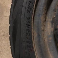 【売れました】ダイハツ タント 155/65r14 スタッドレス 鉄ホイール 純正キャップ付き 4本セットの画像