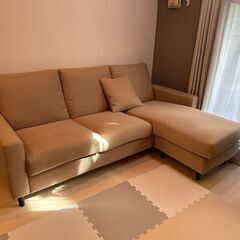 【引き取り限定】カウチソファー　ベージュ　