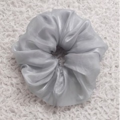 ヘアアクセ BIGシュシュ  ブルーグレー